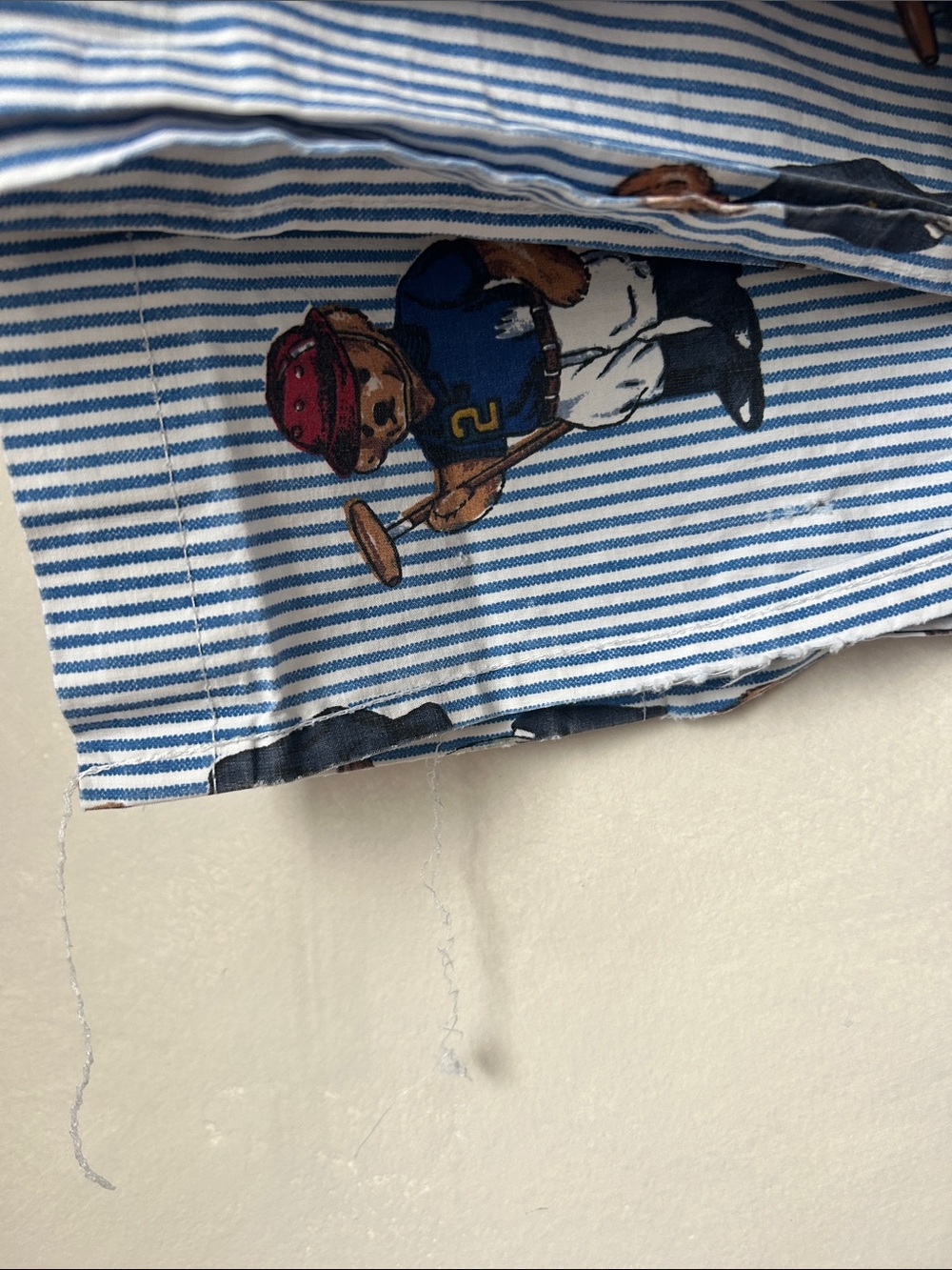 Vintage Ralph Lauren Teddy Bear Striped Twin Sheet Set (flat and fitted) cotton - Picture 4 of 7